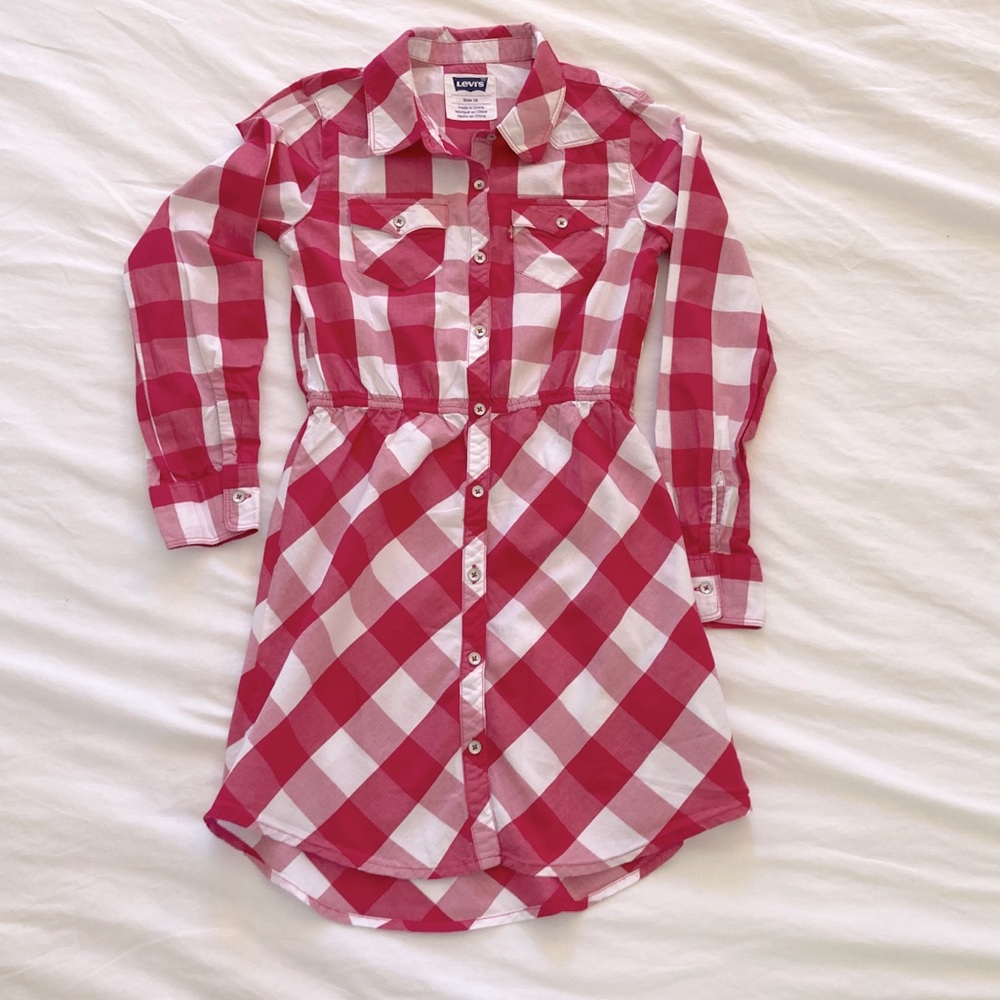Levi’s Western Pink and White Buffalo plaid dress
